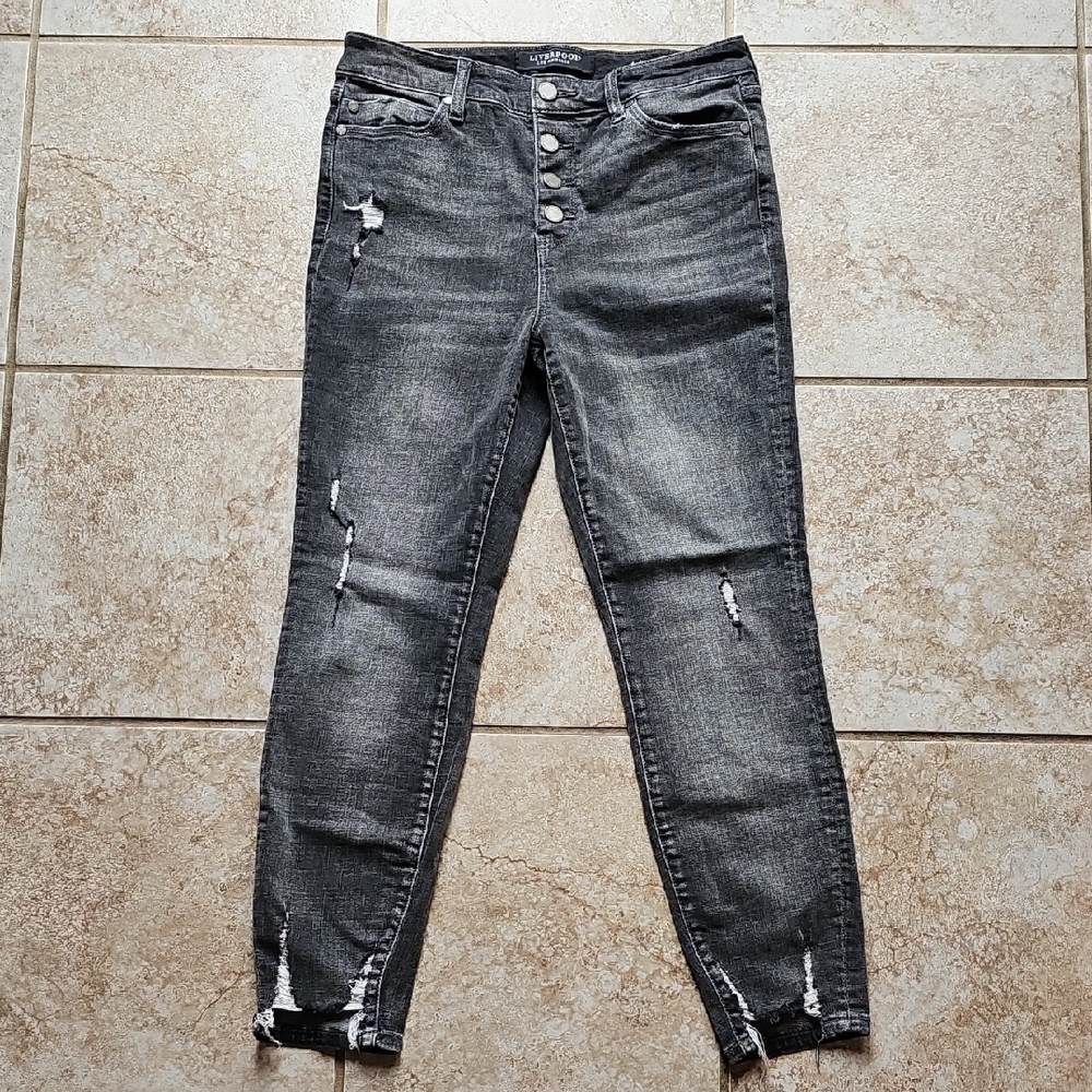 Liverpool High Rise Black Distressed Jeans